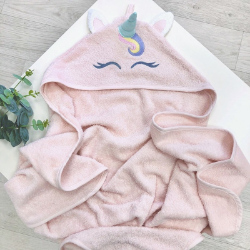 Prosop bebe copii cu gluga din bumbac, Unicorn